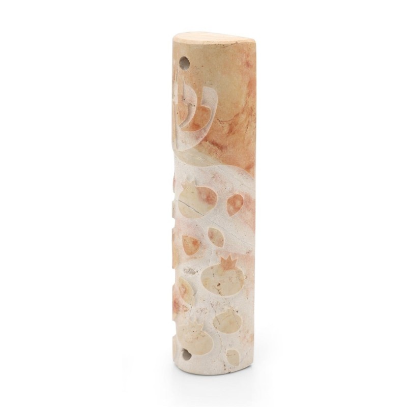 Small Jerusalem Stone Pomegranate Mezuzah Case - Design Option